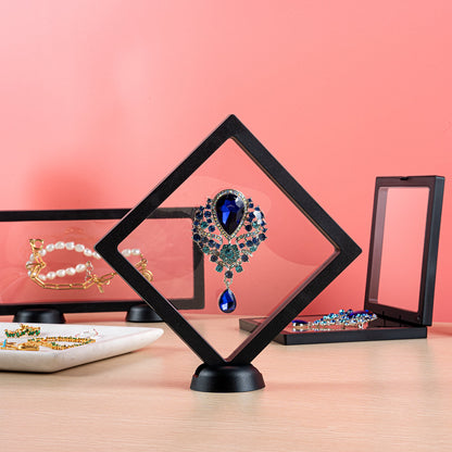 Display Tek Square Black Plastic 3D Floating Display Case - 5 1/2" x 5 1/2" x 3/4" - 10 count box