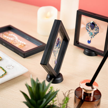 Display Tek Square Black Plastic 3D Floating Display Case - 5 1/2" x 5 1/2" x 3/4" - 10 count box