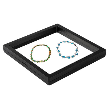 Display Tek Square Black Plastic 3D Floating Display Case - 7" x 7" x 3/4" - 10 count box