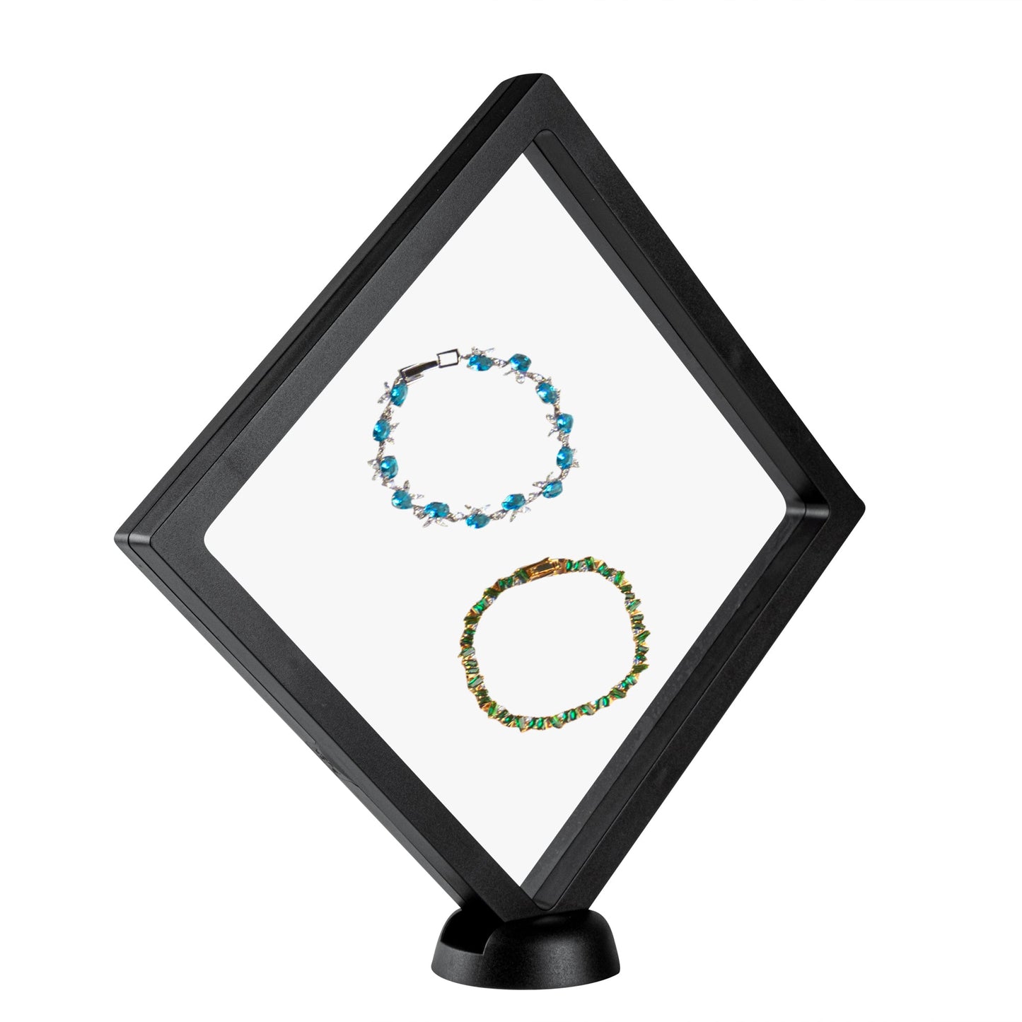 Display Tek Square Black Plastic 3D Floating Display Case - 7" x 7" x 3/4" - 10 count box