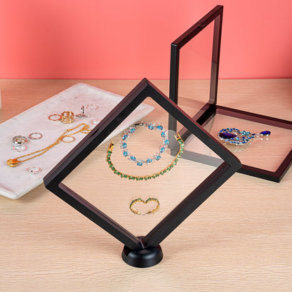 Display Tek Square Black Plastic 3D Floating Display Case - 7" x 7" x 3/4" - 10 count box