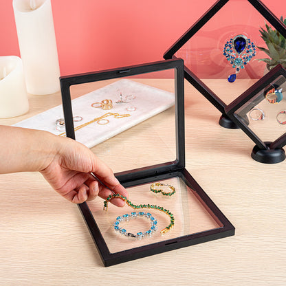 Display Tek Square Black Plastic 3D Floating Display Case - 7" x 7" x 3/4" - 10 count box