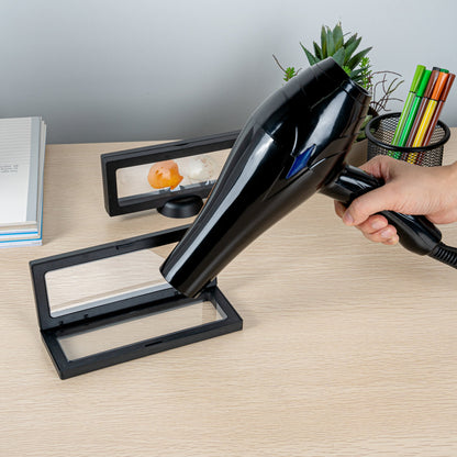 Display Tek Rectangle Black Plastic 3D Floating Display Case - 7" x 2 3/4" x 3/4" - 10 count box