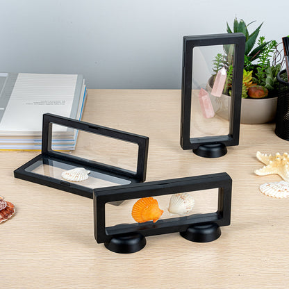Display Tek Rectangle Black Plastic 3D Floating Display Case - 7" x 2 3/4" x 3/4" - 10 count box