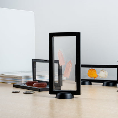 Display Tek Rectangle Black Plastic 3D Floating Display Case - 7" x 3 1/2" x 3/4" - 10 count box