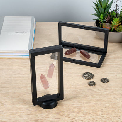 Display Tek Rectangle Black Plastic 3D Floating Display Case - 7" x 3 1/2" x 3/4" - 10 count box