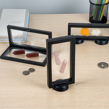 Display Tek Rectangle Black Plastic 3D Floating Display Case - 7" x 3 1/2" x 3/4" - 10 count box