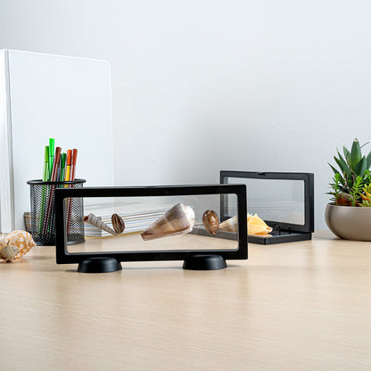 Display Tek Rectangle Black Plastic 3D Floating Display Case - 9" x 3 1/2" x 3/4" - 10 count box