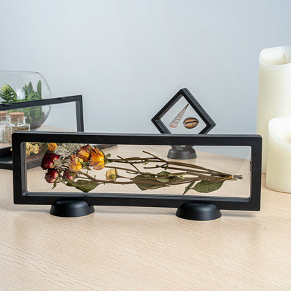 Display Tek Rectangle Black Plastic 3D Floating Display Case - 11 3/4" x 3 1/2" x 3/4" - 10 count box