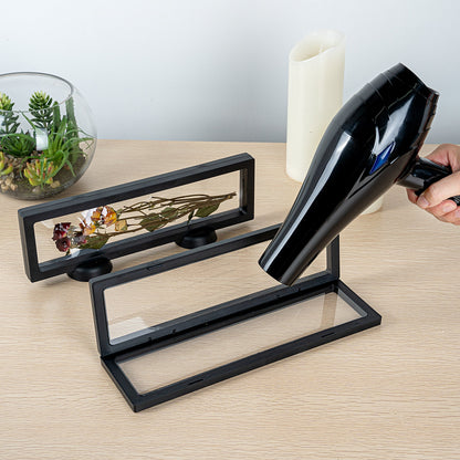Display Tek Rectangle Black Plastic 3D Floating Display Case - 11 3/4" x 3 1/2" x 3/4" - 10 count box