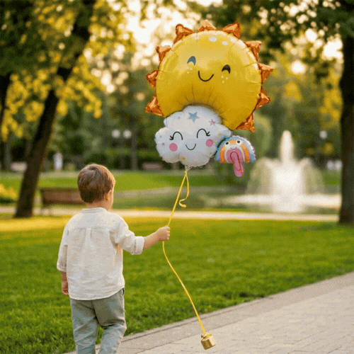 Balloonify Mylar Sun, Cloud and Rainbow Family Balloon - 30 1/4" x 23 1/4" - 1 count box