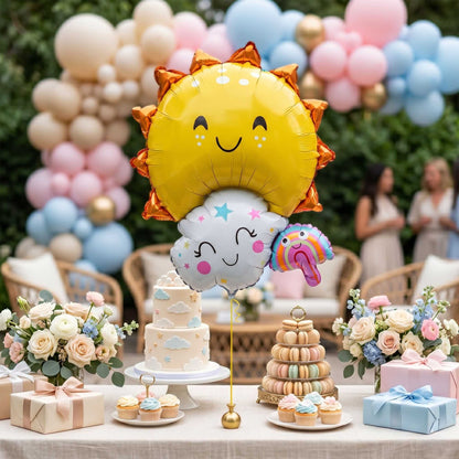 Balloonify Mylar Sun, Cloud and Rainbow Family Balloon - 30 1/4" x 23 1/4" - 100 count box