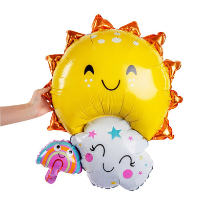 Balloonify Mylar Sun, Cloud and Rainbow Family Balloon - 30 1/4" x 23 1/4" - 100 count box