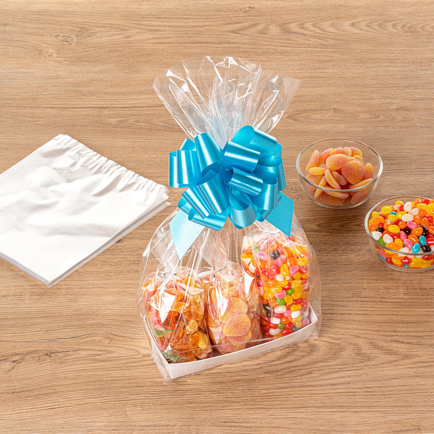 Bag Tek Clear Plastic Gift Basket Bag - Gusseted - 8" x 4" x 18" - 100 count box