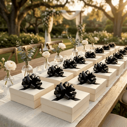Gift Tek Black Plastic Flora Satin Pull Bow - 5 1/2" - 10 count box