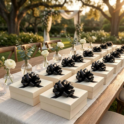 Gift Tek Black Plastic Flora Satin Pull Bow - 5 1/2" - 10 count box