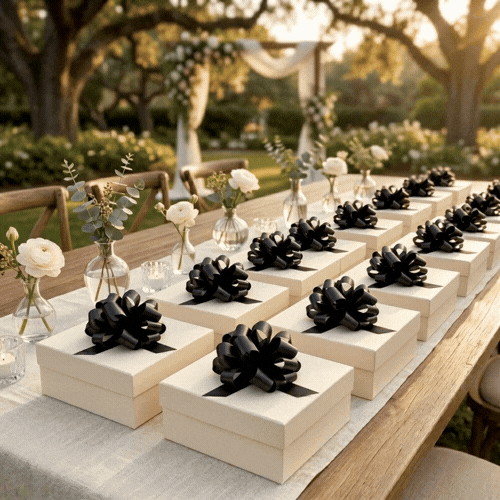 Gift Tek Black Plastic Flora Satin Pull Bow - 5 1/2" - 1000 count box