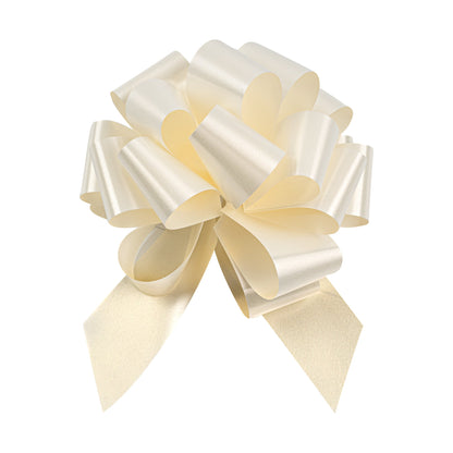 Gift Tek Cream Plastic Flora Satin Pull Bow - 5 1/2" - 1000 count box