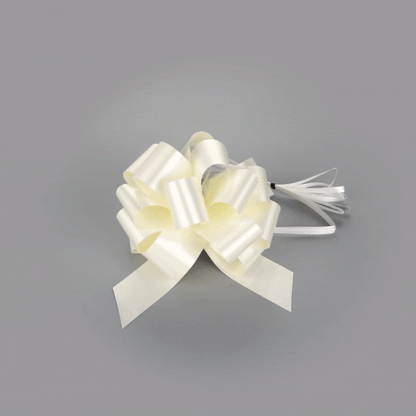Gift Tek Cream Plastic Flora Satin Pull Bow - 5 1/2" - 1000 count box