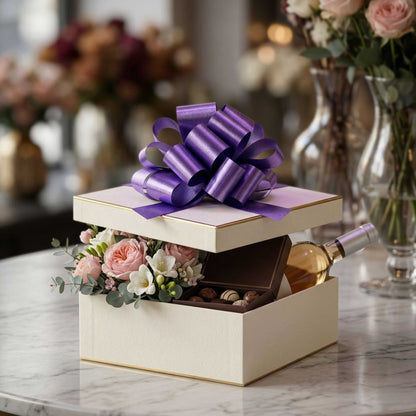 Gift Tek Purple Plastic Flora Satin Pull Bow - 5 1/2" - 10 count box