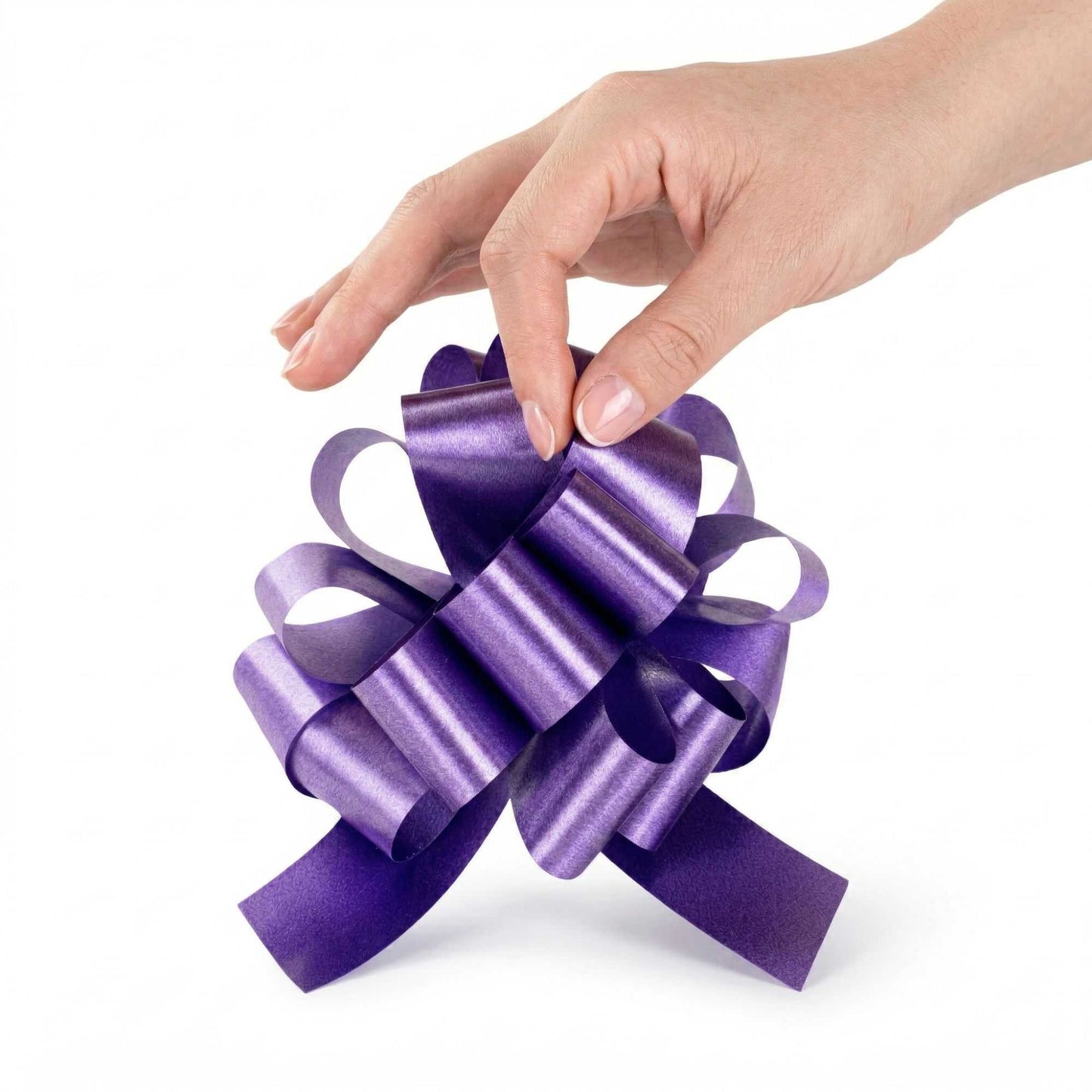Gift Tek Purple Plastic Flora Satin Pull Bow - 5 1/2" - 10 count box