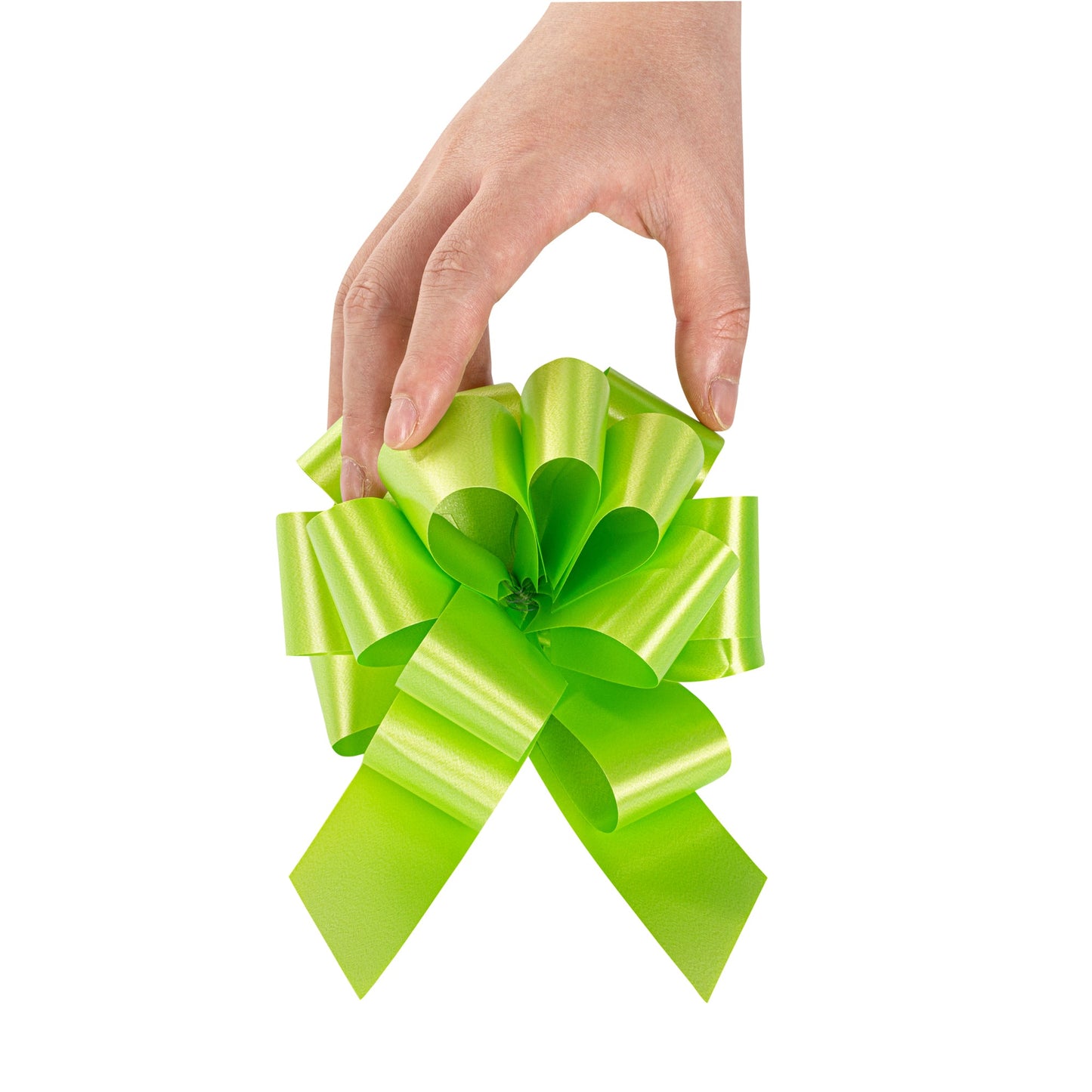Gift Tek Green Plastic Flora Satin Pull Bow - 5 1/2" - 1000 count box