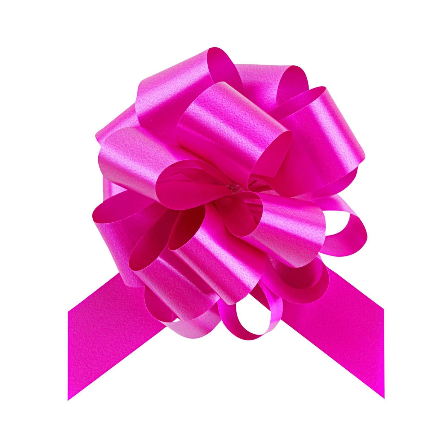 Gift Tek Hot Pink Plastic Flora Satin Pull Bow - 5 1/2" - 10 count box