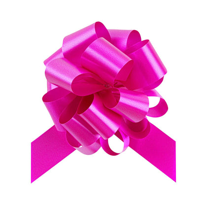 Gift Tek Hot Pink Plastic Flora Satin Pull Bow - 5 1/2" - 10 count box