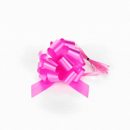 Gift Tek Hot Pink Plastic Flora Satin Pull Bow - 5 1/2" - 1000 count box