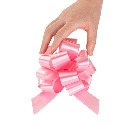Gift Tek Light Pink Plastic Flora Satin Pull Bow - 5 1/2" - 1000 count box