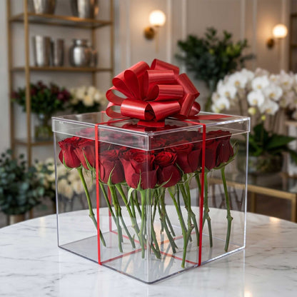 Gift Tek Red Plastic Flora Satin Pull Bow - 5 1/2" - 10 count box