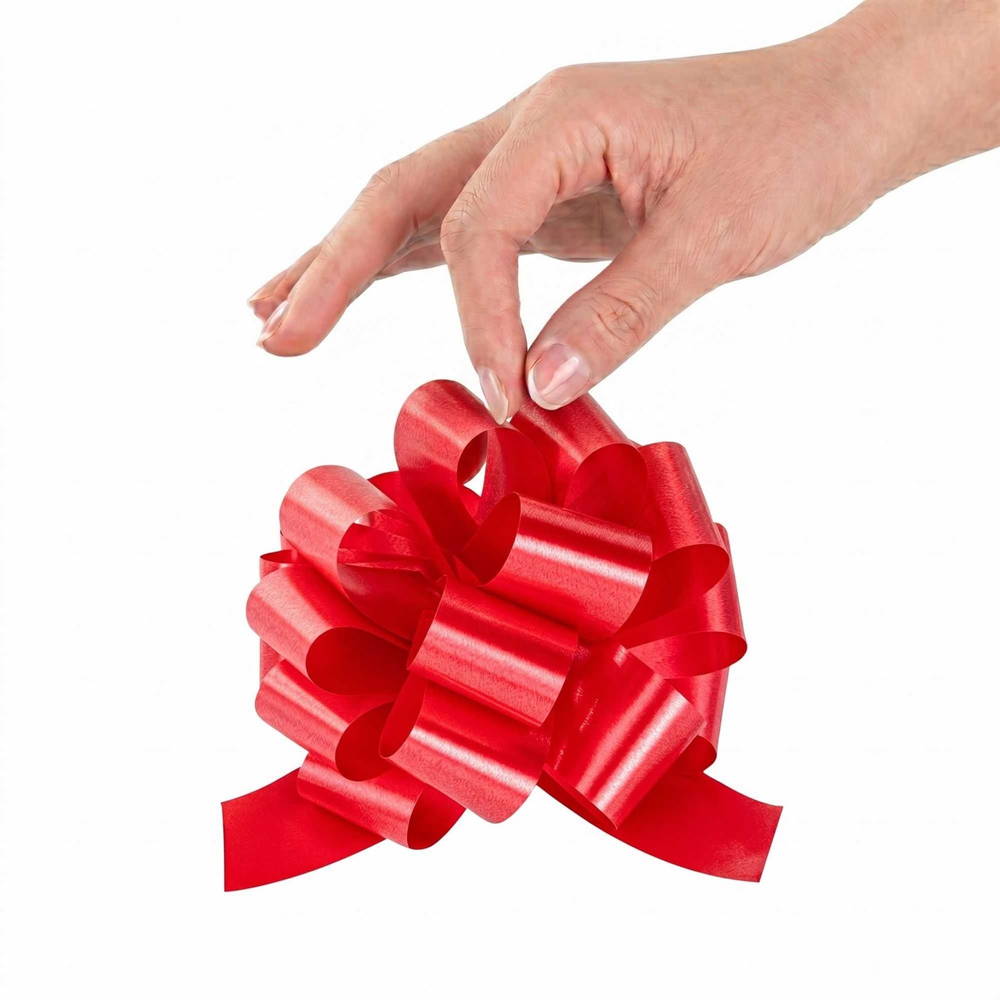 Gift Tek Red Plastic Flora Satin Pull Bow - 5 1/2" - 1000 count box