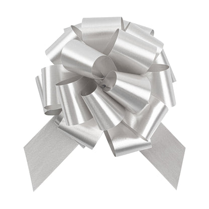 Gift Tek Silver Plastic Flora Satin Pull Bow - 5 1/2" - 10 count box