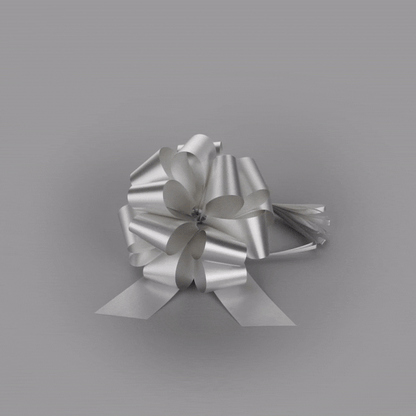 Gift Tek Silver Plastic Flora Satin Pull Bow - 5 1/2" - 10 count box