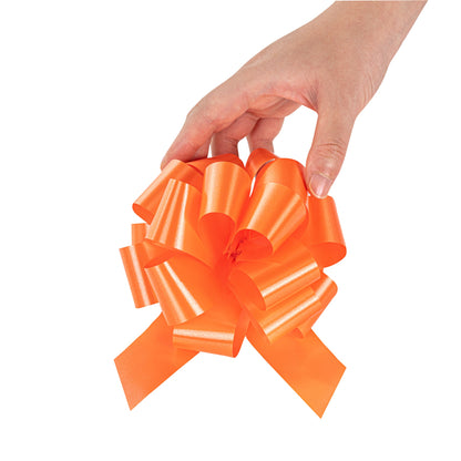 Gift Tek Orange Plastic Flora Satin Pull Bow - 5 1/2" - 10 count box