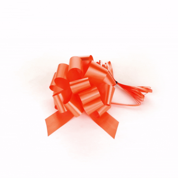 Gift Tek Orange Plastic Flora Satin Pull Bow - 5 1/2" - 10 count box