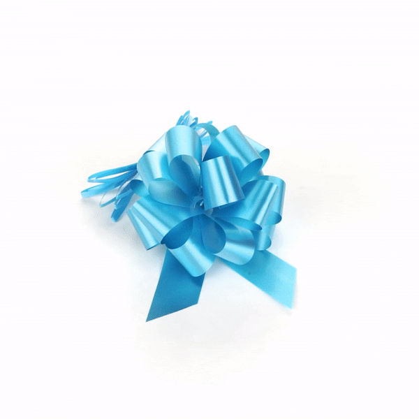 Gift Tek Teal Plastic Flora Satin Pull Bow - 5 1/2" - 10 count box