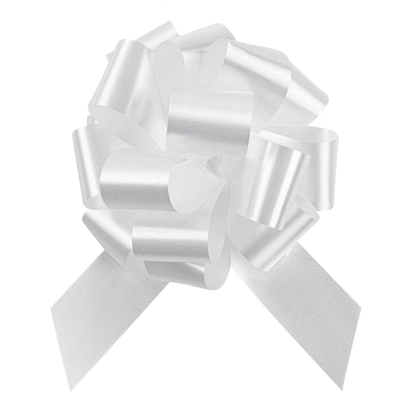 Gift Tek White Plastic Flora Satin Pull Bow - 5 1/2" - 10 count box