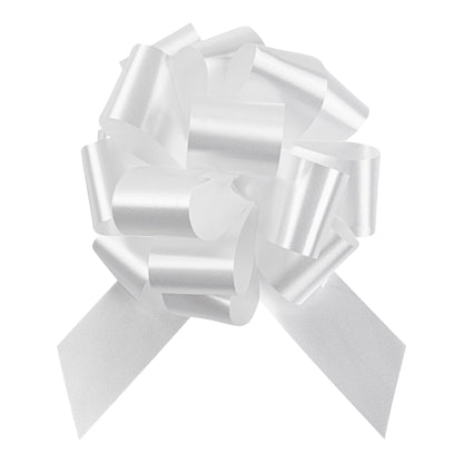 Gift Tek White Plastic Flora Satin Pull Bow - 5 1/2" - 10 count box