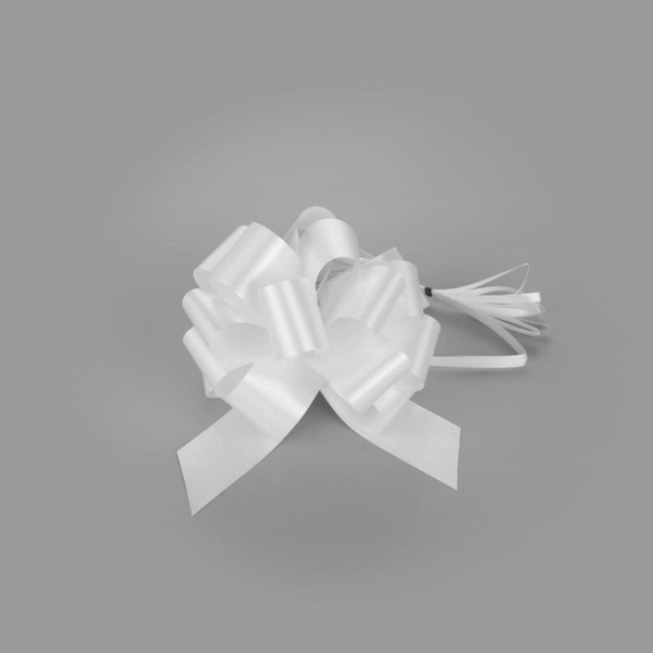 Gift Tek White Plastic Flora Satin Pull Bow - 5 1/2" - 10 count box