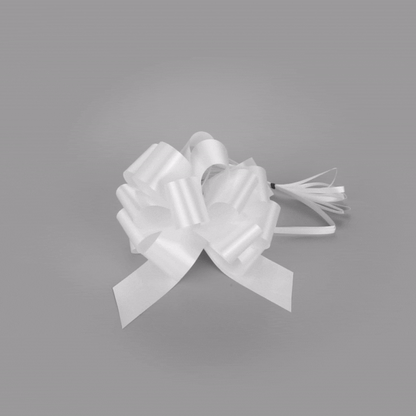 Gift Tek White Plastic Flora Satin Pull Bow - 5 1/2" - 1000 count box