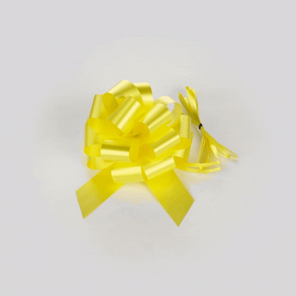 Gift Tek Yellow Plastic Flora Satin Pull Bow - 5 1/2" - 10 count box