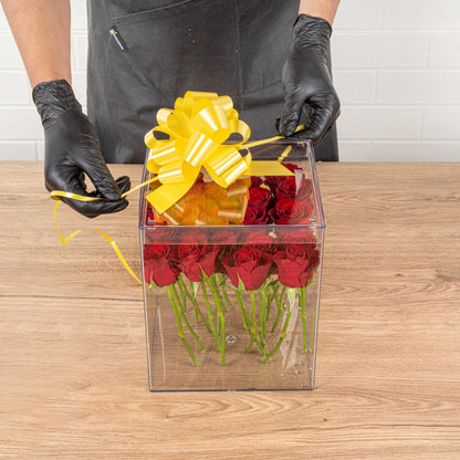Gift Tek Yellow Plastic Flora Satin Pull Bow - 5 1/2" - 10 count box