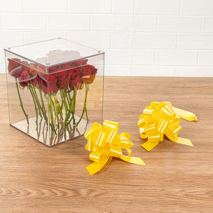 Gift Tek Yellow Plastic Flora Satin Pull Bow - 5 1/2" - 10 count box