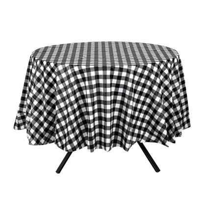 Table Tek Round Black Gingham Plastic Table Cover - 84" - 2 count box