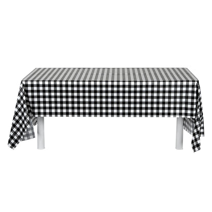 Table Tek Rectangle Gingham Black Plastic Table Cover - 108" x 54" - 20 count box
