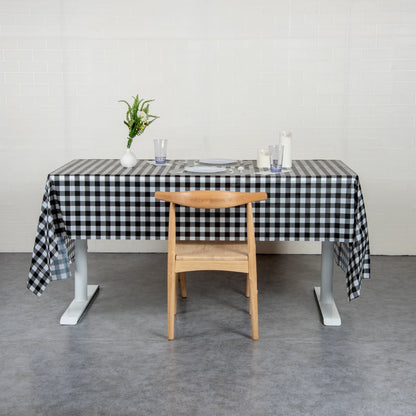 Table Tek Rectangle Gingham Black Plastic Table Cover - 108" x 54" - 20 count box