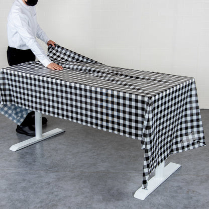 Table Tek Rectangle Gingham Black Plastic Table Cover - 108" x 54" - 20 count box