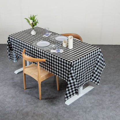 Table Tek Rectangle Gingham Black Plastic Table Cover - 108" x 54" - 20 count box