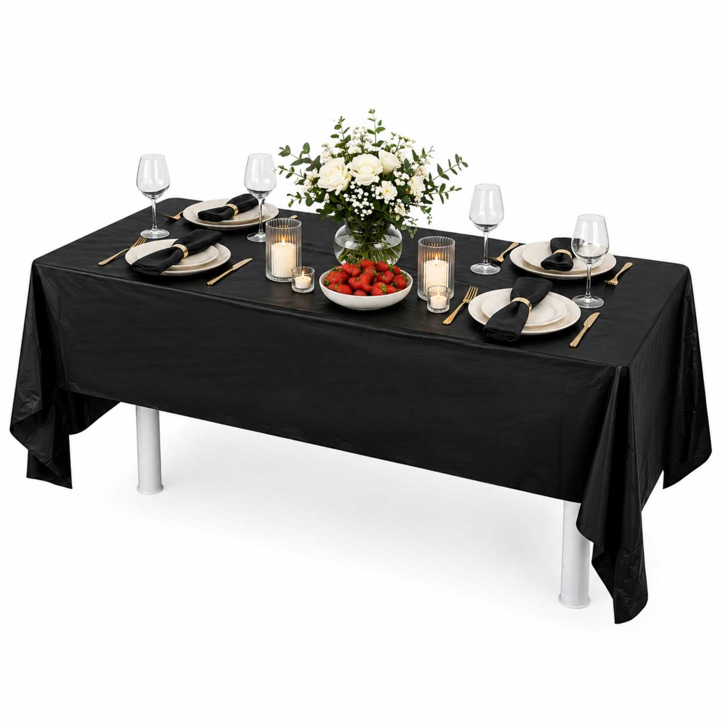 Table Tek Black Plastic Table Cover Roll - with Slide Cutter - 100' x 54" - 1 count box